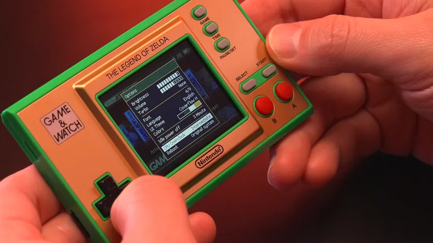 Game & Watch: The Legend of Zelda being held in two hands